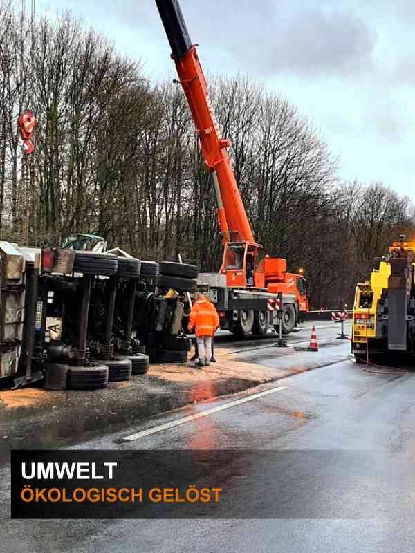 Zusammen mit 3 Partnerunternehmen kümmert sich die Werth Abschleppservice GmbH um ökologische Lösungen bei der Beseitigung von ausgetretenen Betriebsstoffen.