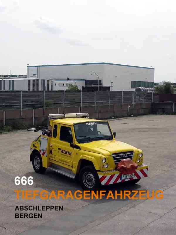 Spezielles Fahrzeug zum Schleppen/Bergen in Tiefgaragen